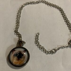 Vintage Cat Monocle Pendant Necklace